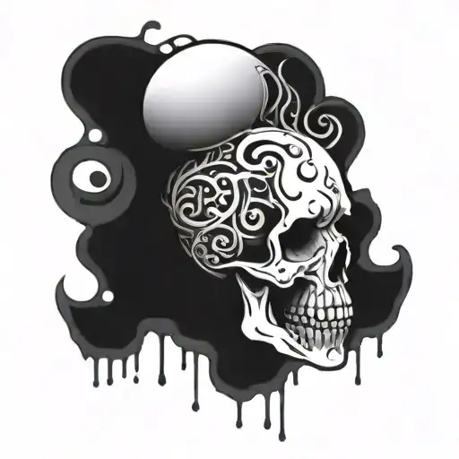 A Skull Surrounded By Swirling Blood Droplets