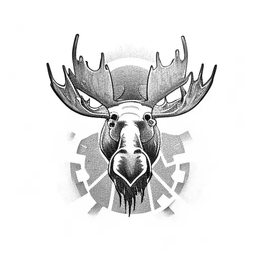 Moose With Gears In Background