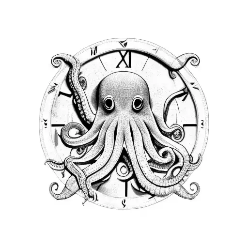 An Octopus On A Broken Sand Clock