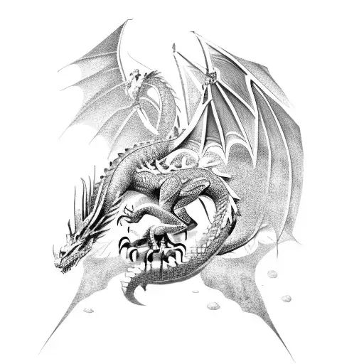 A Fierce Dragon Entwined With Greek Mythology Symbols