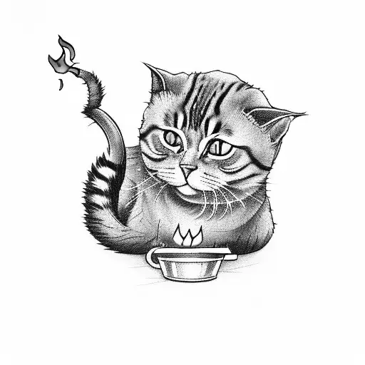 A Cat Holding A Burning Cigarette With A Mischievous Expression
