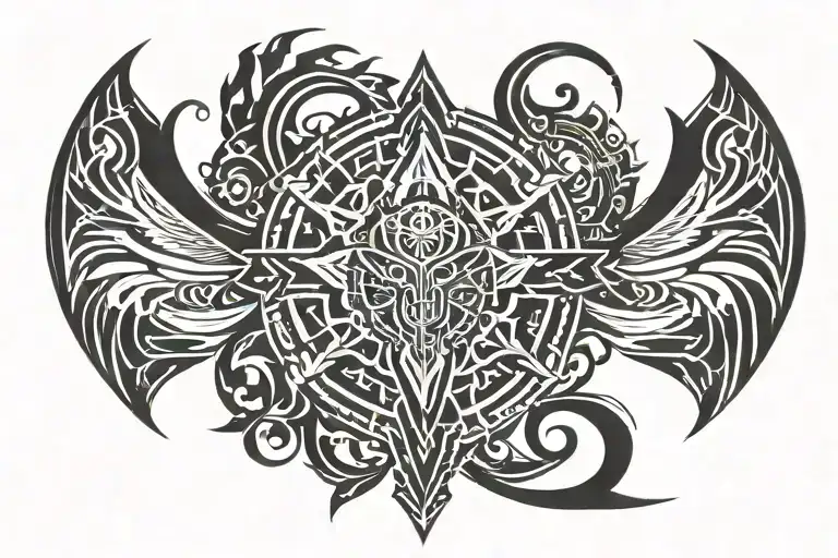 Combine Elements Of Ancient Warrior Symbols And Tribal Patterns In A Unique Tattoo Design