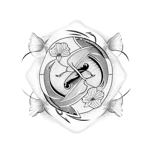 Pisces Sign With Flowers