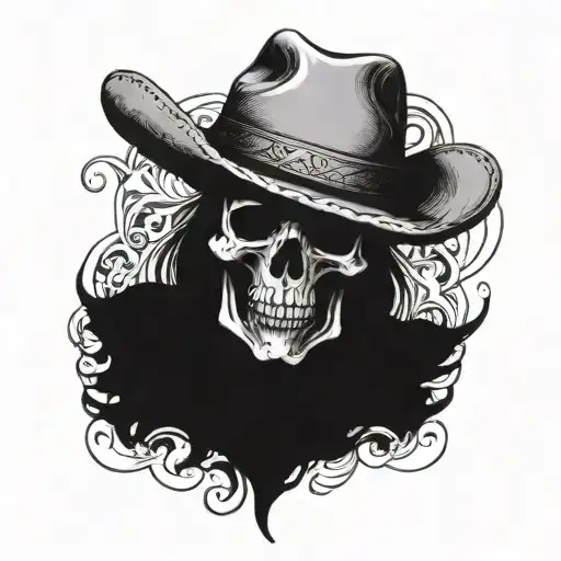 Skull With A Cowboy Hat And Bandana