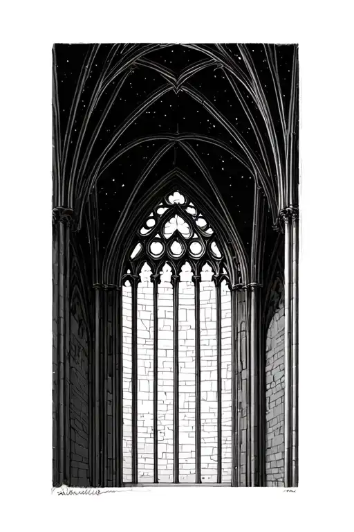 Gothic Cathedral Ceiling Or Window Arch As Frame Reminiscent