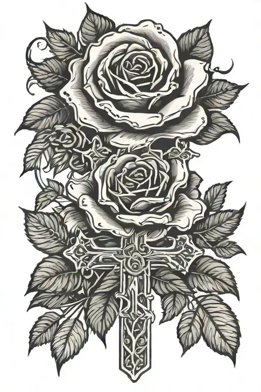 Orthandox Cross And Rose Wrapped Round