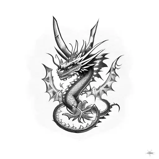 A Dragon Made Of Kitchen Knives And Gaming Symbols