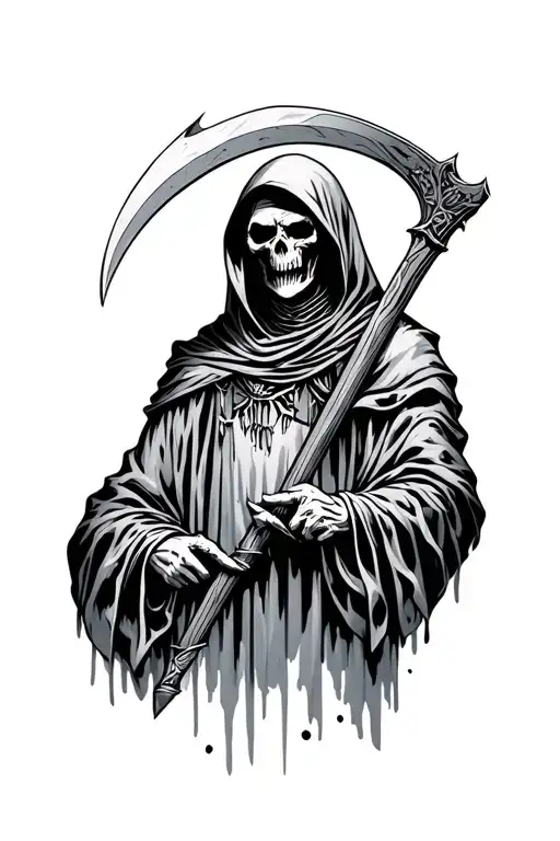 Grim Reaper Holding A Scythe