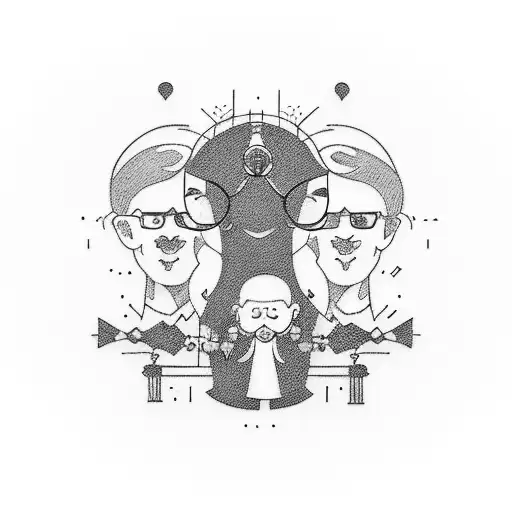 Family Resembling Small Tattoo Of 3 People Father Mother Brother