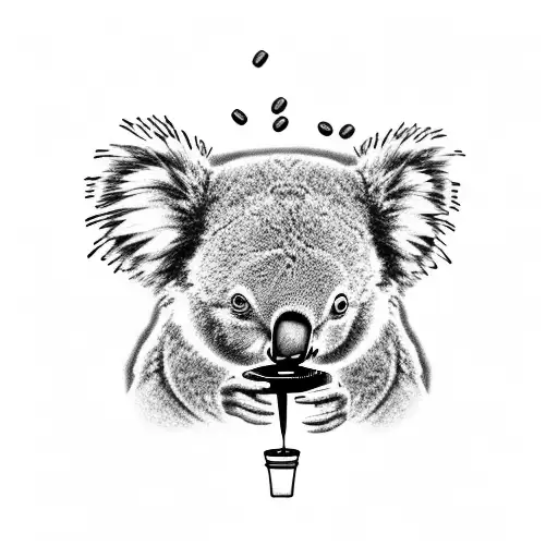 Koala Drinking Coffee