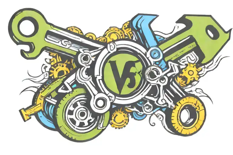 V8 Symbol Wsith Wrenches