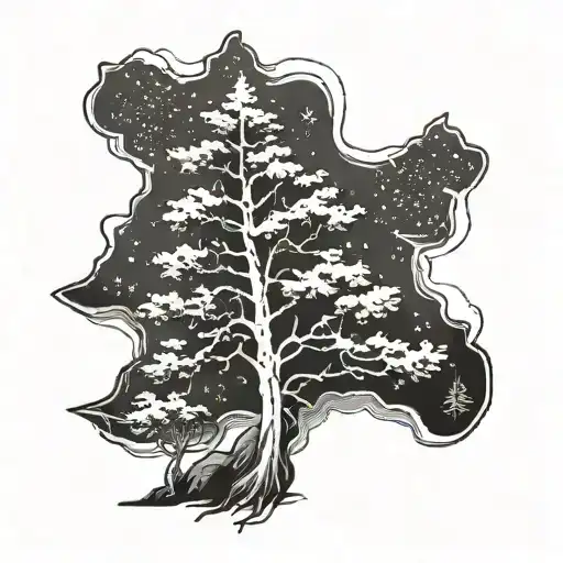 Pine Tree Night Landscape