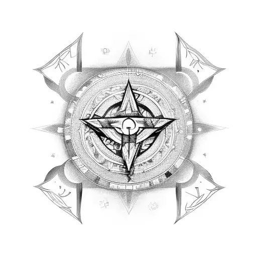 A Mystical Symbol Of Occultism Surrounded By Musical Instruments