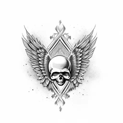 Angel Wings Wrapped Around A Skull
