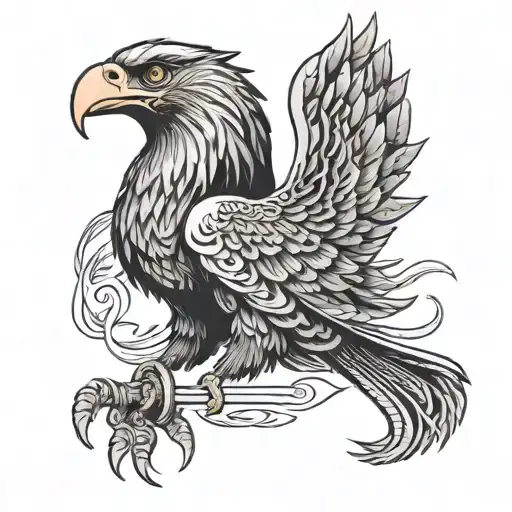 Phoenix Eagle Spreading With Barbell In Mouth