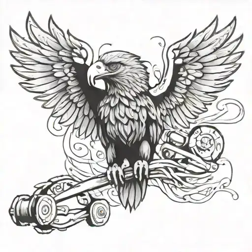 Inferno Phoenix Eagle Spread With Barbell In Mouth