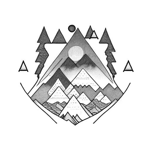 A Majestic Mountain Range With A Hidden Bear Silhouette Among The Peaks