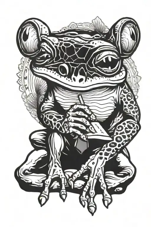 Red Eyed Treefrog In A Suit Writing Poetry While Sitting A Tibetan Mountain