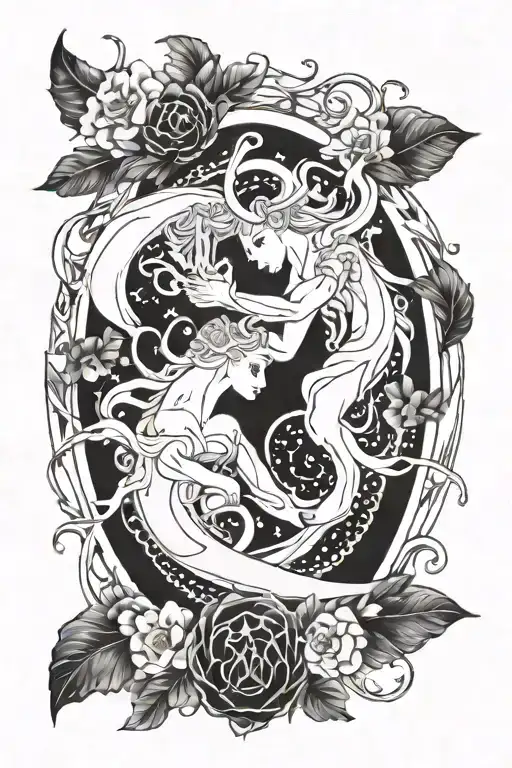 Combine Aquarius Gemini And Sagittarius As One Tattoo Design