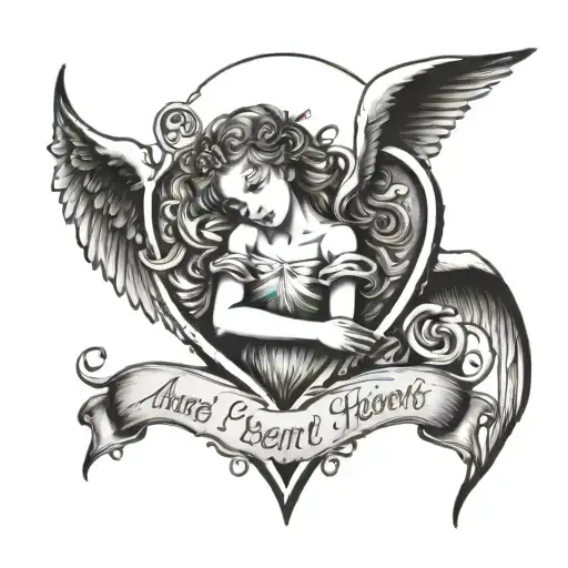 Angel And Heart With Name