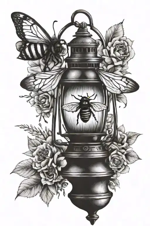 Shaded Lantern With Bee Inside