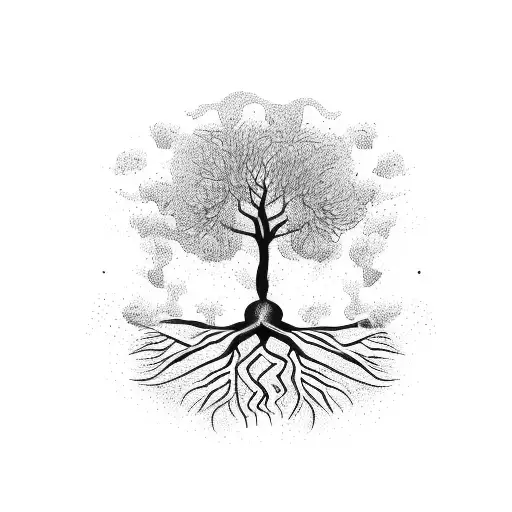 Tree With Roots That Spread On Foot