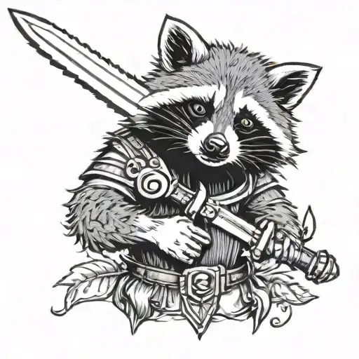 Raccoon Holding Sword