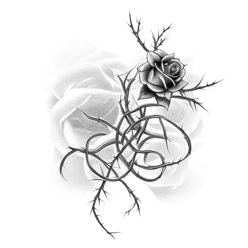 A Cross Entwined With Thorny Rose Vines