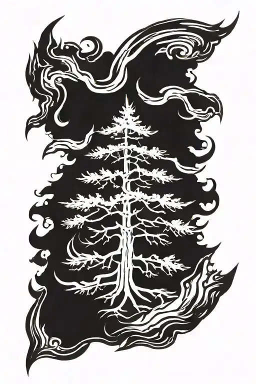 Pine Tree With Flames
