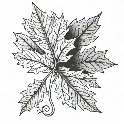 Oak Leaf With A Reference To An Oak Doe