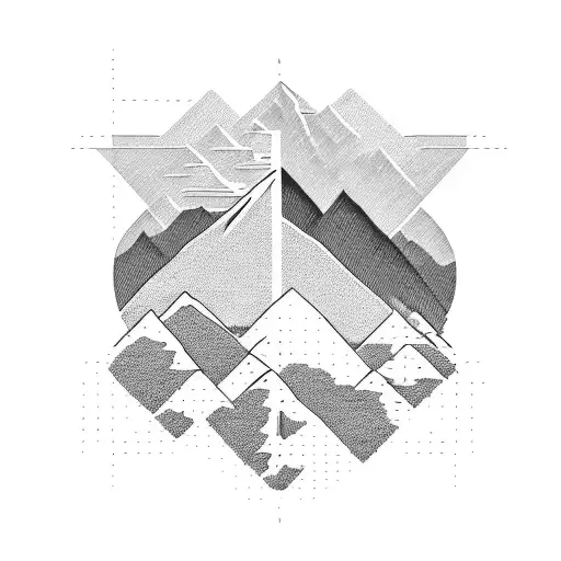 A Detailed Silhouette Of A Mountain Range With A Hidden Trail Weaving Through It