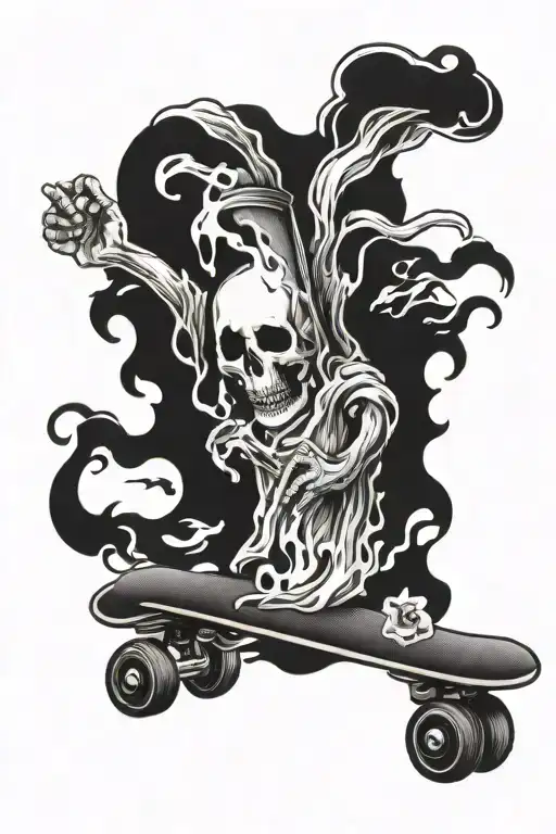 Ghost Skateboard Cigarette Burning Black