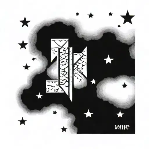 Name And Birthday In Roman Numerals With Clouds And Stars
