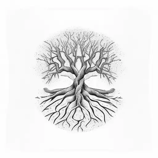 A Tree With Roots Growing Into The Shape Of Martina And Francisco's Names