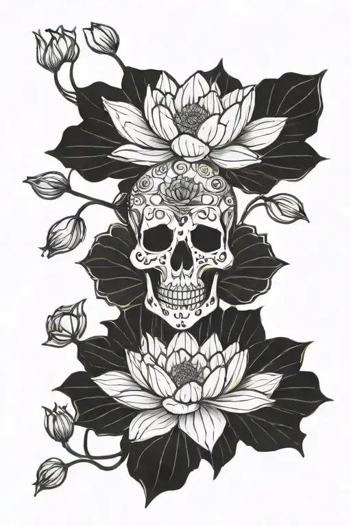 Lotus Flower And Skull