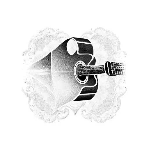 A Silhouette Of A Guitar With The Word 'Love' Incorporated Into The Design