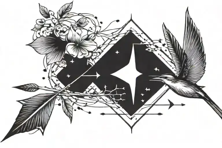 Arrow And Small Birds Flying