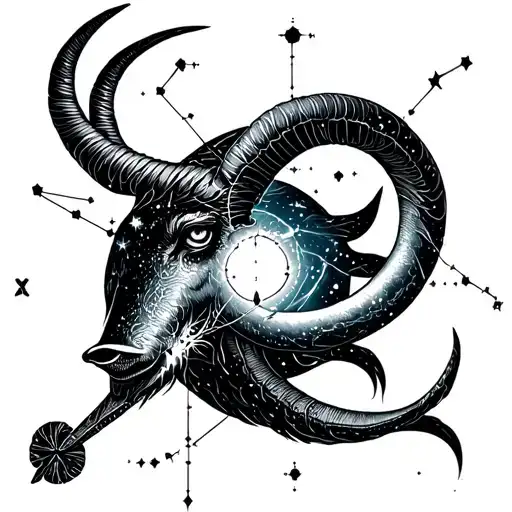 Sagitarius Constellation Intertwined Within Capricorn Constellation