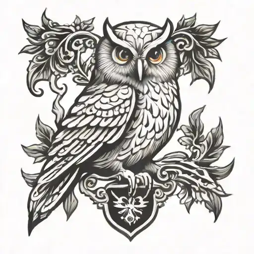 Owl And Coat Of Arms