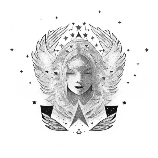 The Starry Night And The Falling Angel Paint And The Golden Ration