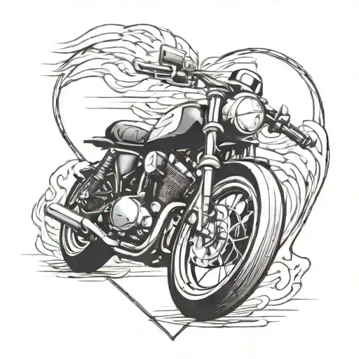 A Sleek Motorcycle Racing Towards A Heart-shaped Finish Line