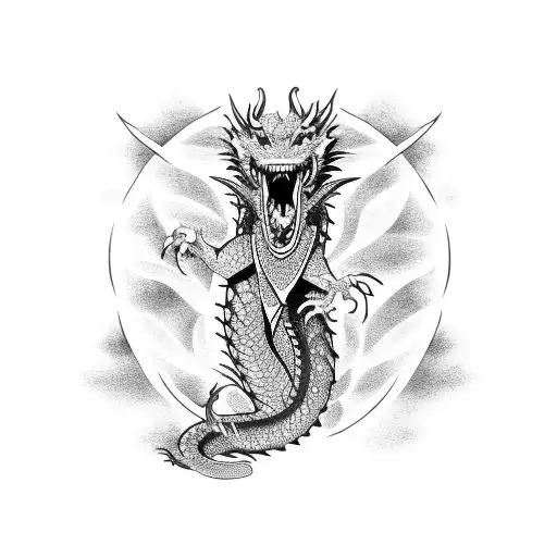 A Dragon In A Wrestling Pose