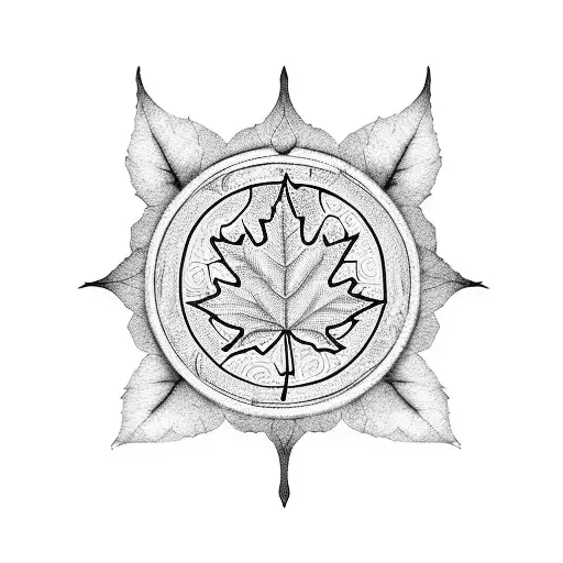 Maple Leaf And Gum Leaf Forming A Yin Yang Symbol