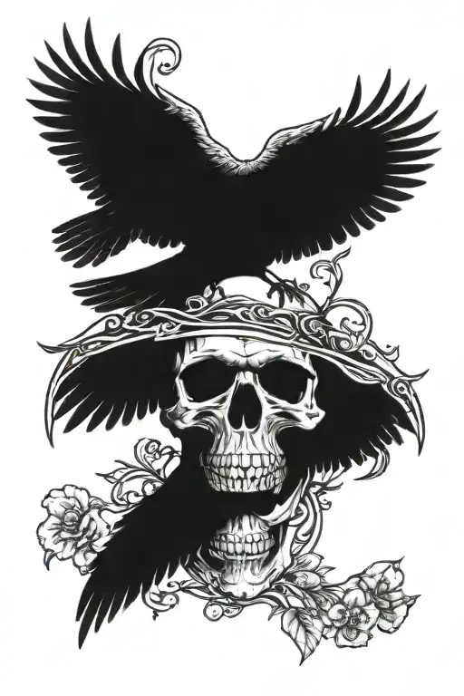 Skull And Crow Skull