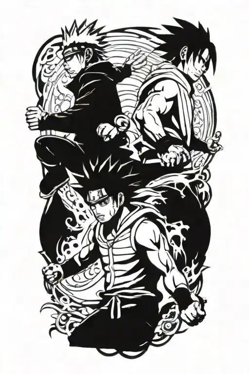 Naruto And Sasuke Standing With No Arms