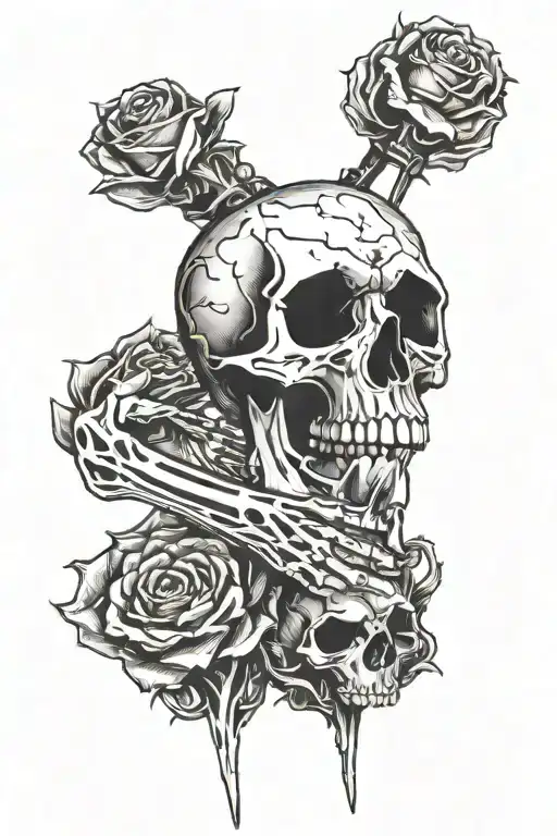 A Spine Tattoo With A Skull Arm Going Up The Spine And Then The Hand Grabbing The Back Of The Neck