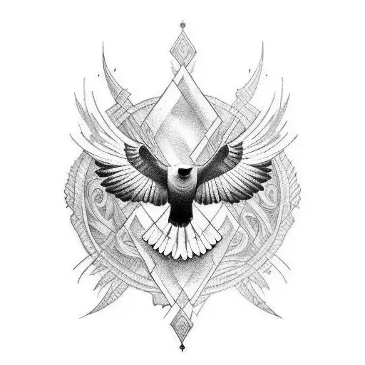 A Nordic-inspired Tattoo Featuring A Majestic Raven With Intricate Blackwork Detailing