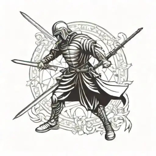 Centurion Soldier Holding Sword Downwards