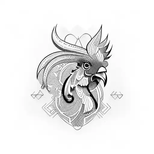 An Ai-generated Rooster With Intricate Geometric Patterns