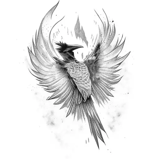 Raven Half Black Wings Spread Evil